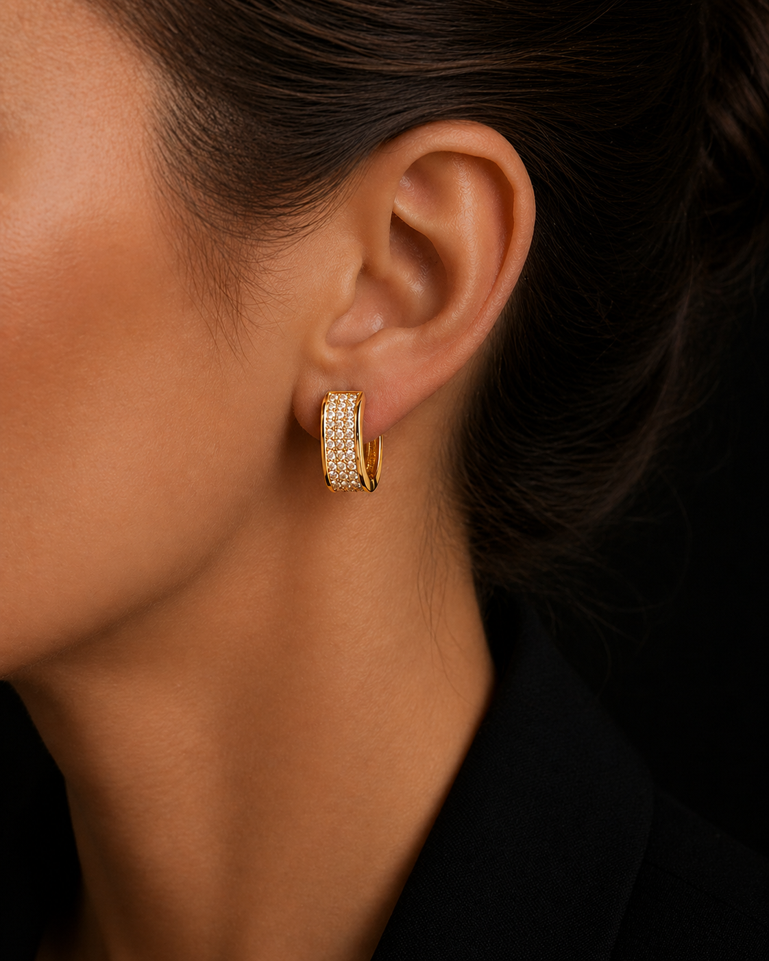 Golden Pavé Hoops