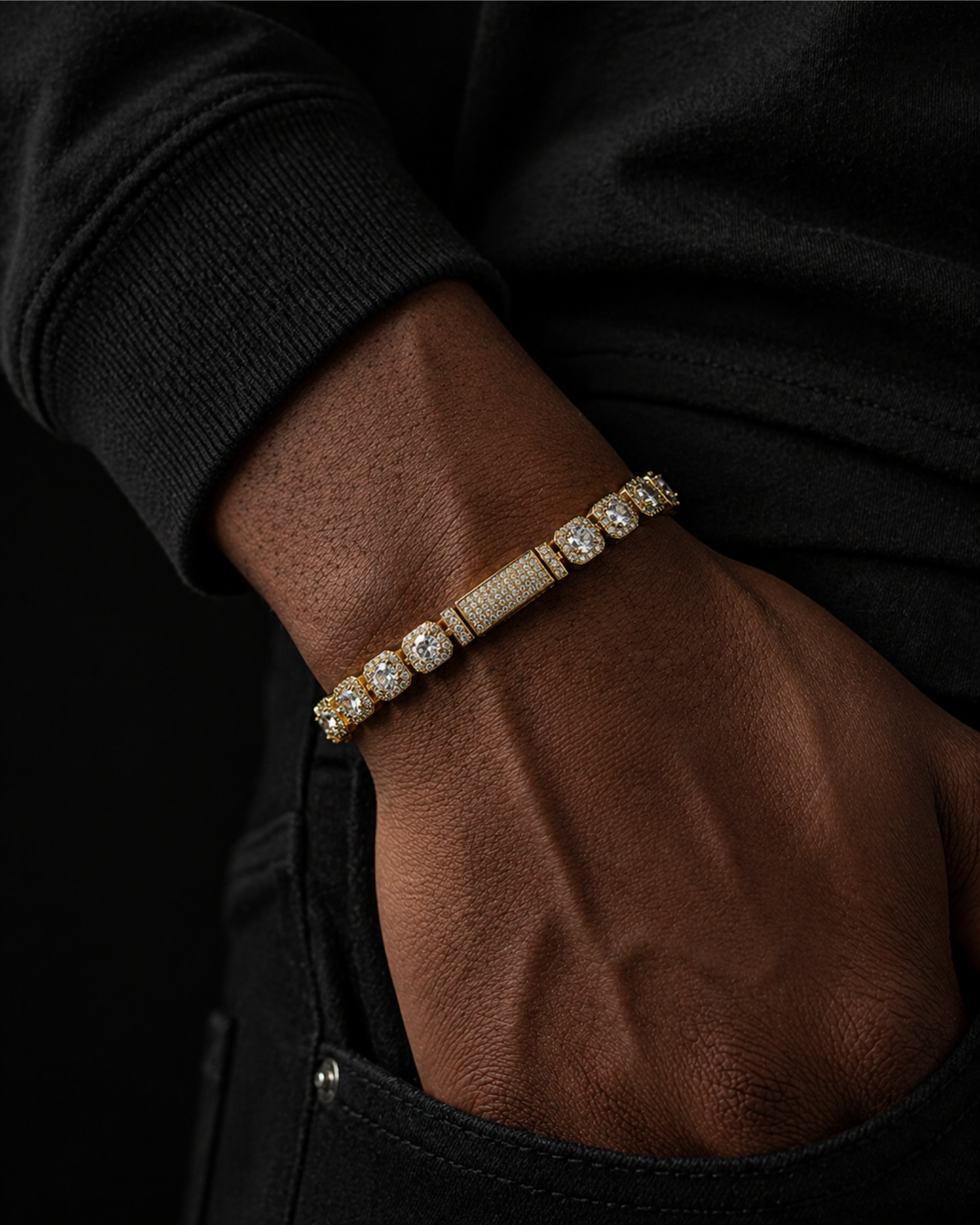 Gold Crown Link Bracelet