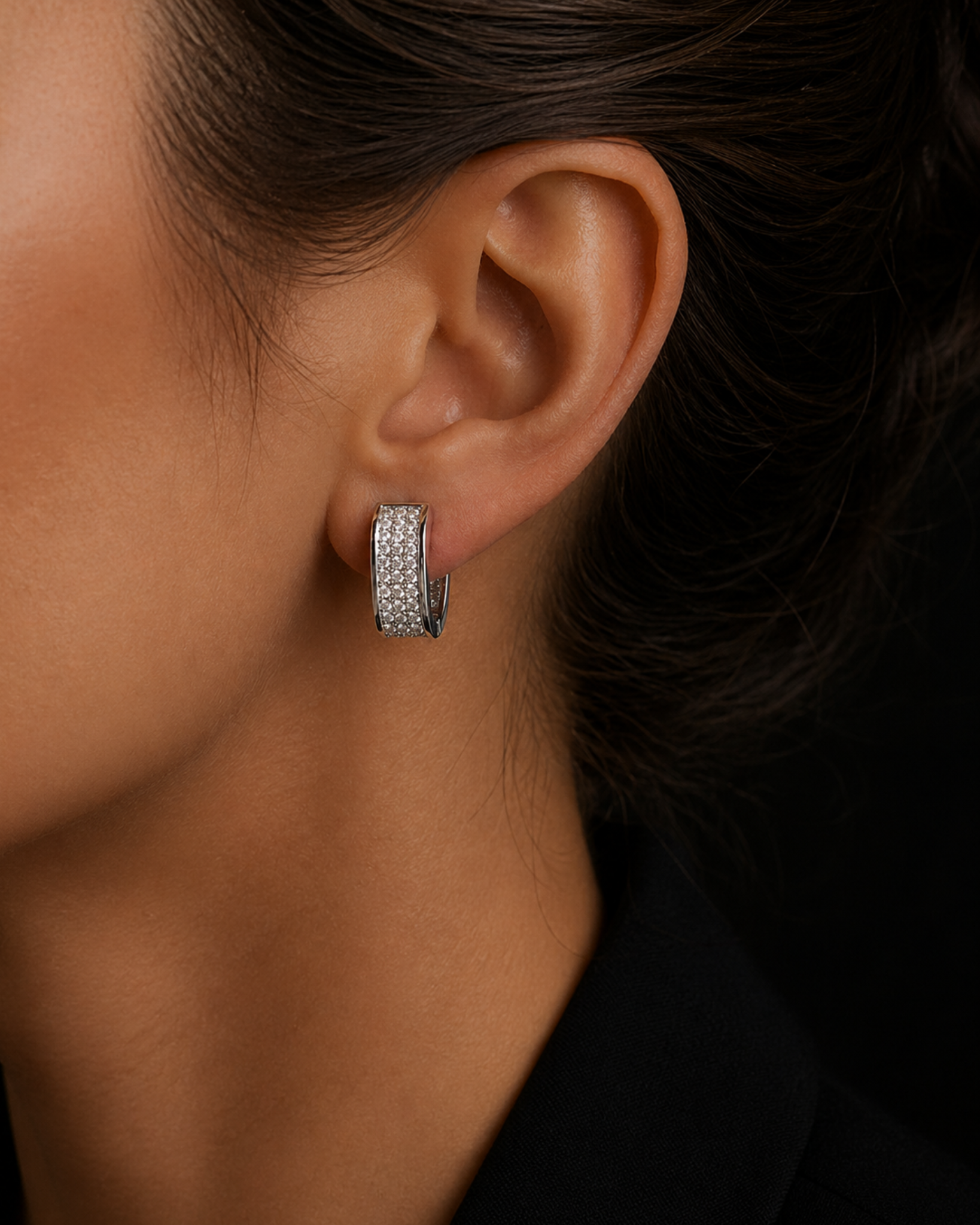 Silver Pavé Hoops