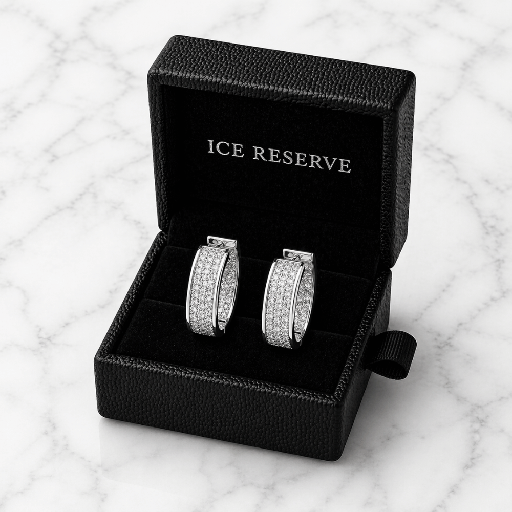 Silver Pavé Hoops