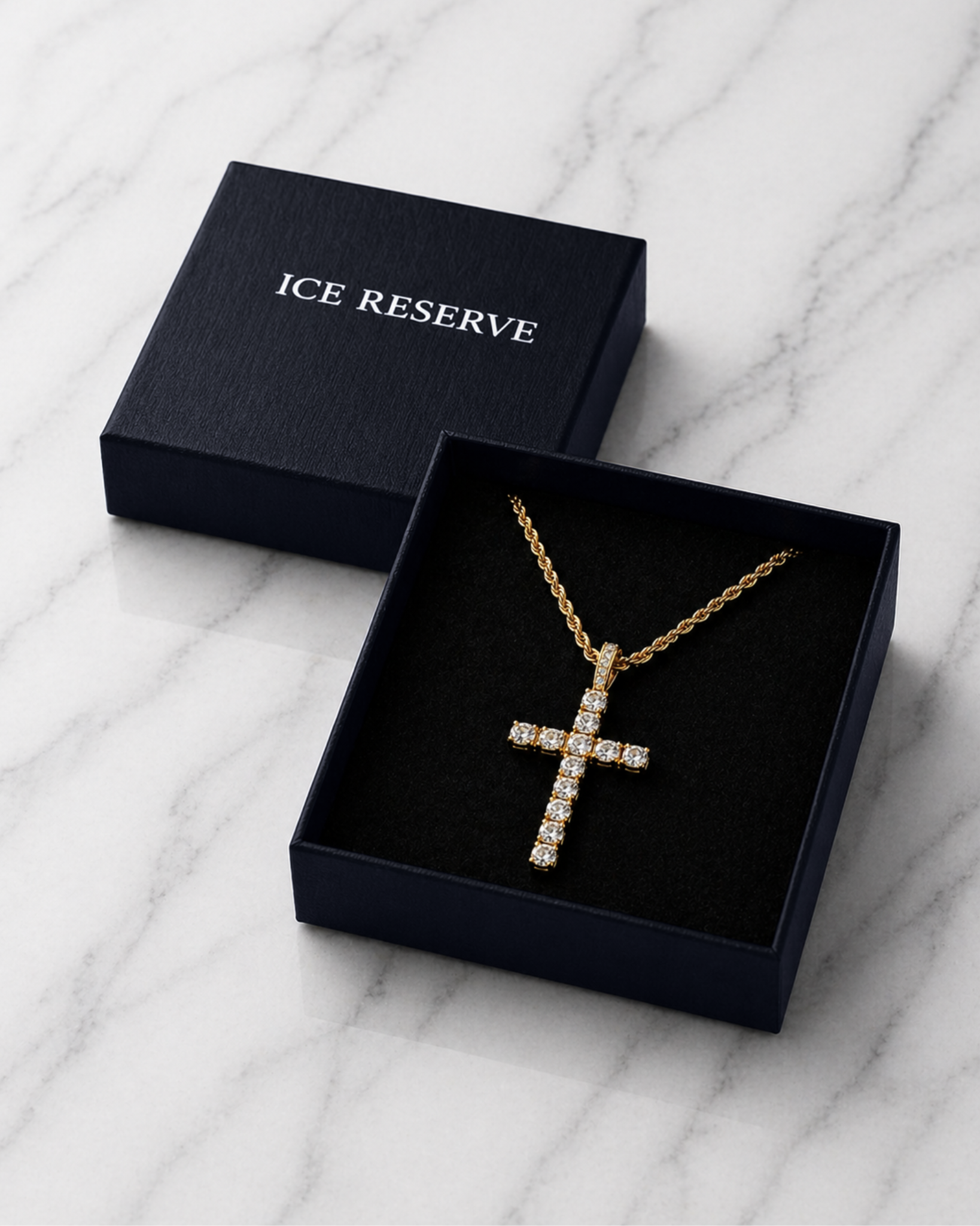 Iced Cross Pendant Gold
