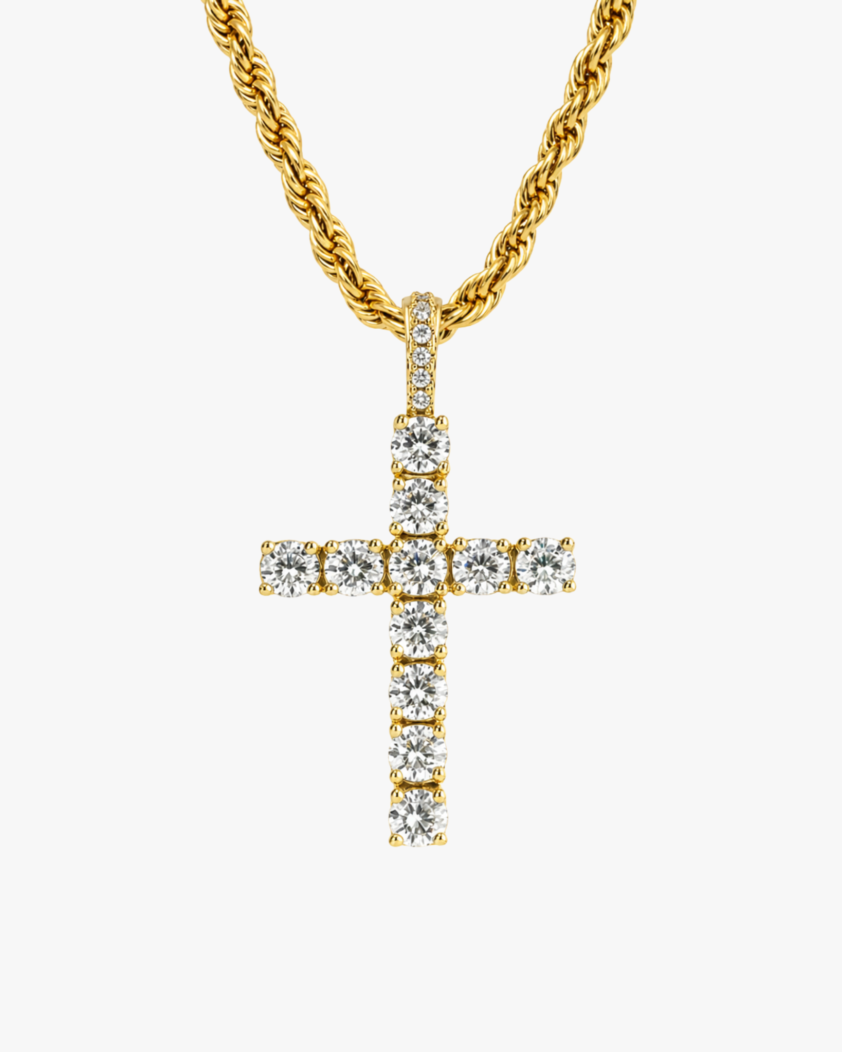 Iced Cross Pendant Gold